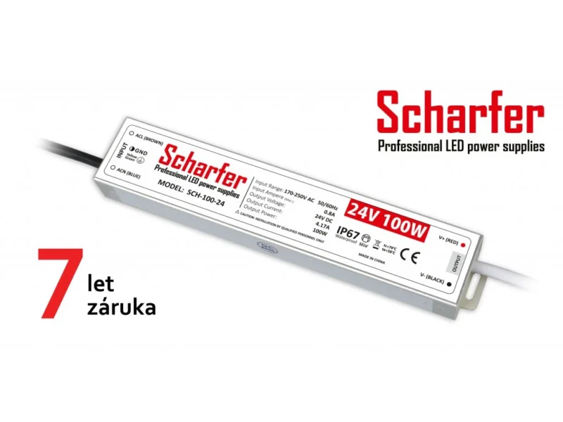 SCH-100-24 Scharfer profesionální napájecí zdroj 100W 24V 4,17A IP67